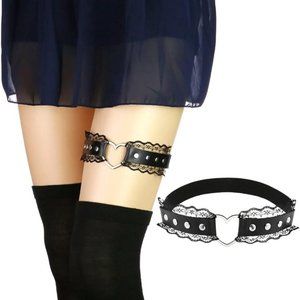 Black Heart Lace & Leather Garter